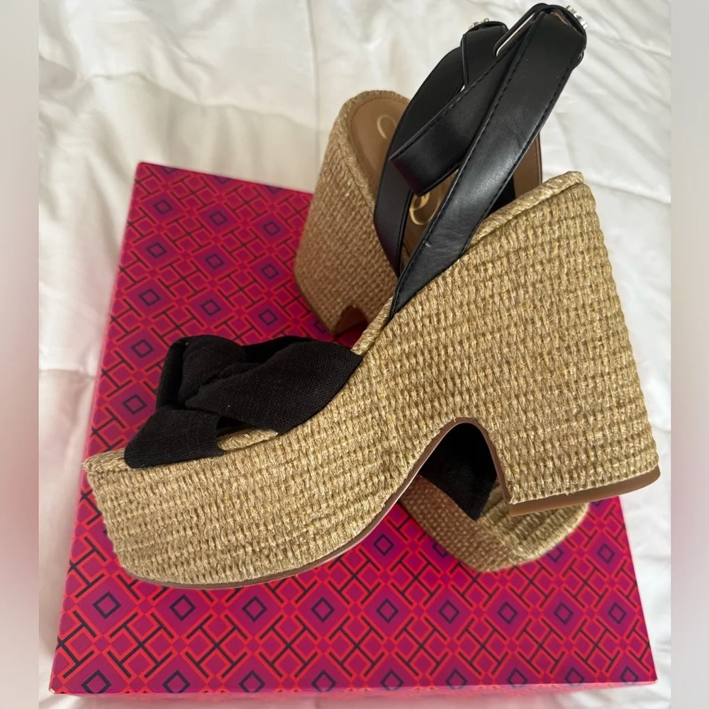 Sam Edelman Black Woven Platform Sandals